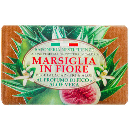 Натуральне марсельське мило Nesti Dante Marsiglia in Fiore Fico and Aloe Vera, Інжир та Алое, 125 г
